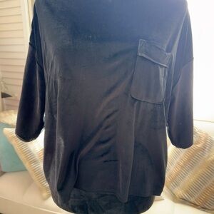 Black Velvet Top with Pocket